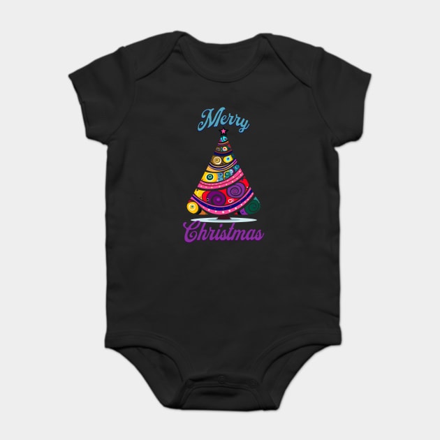 Merry Christmas Abstract Tree design Baby Bodysuit by Luxinda